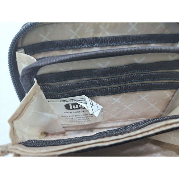 LUG Splits Wallet Double Zipper Gray Quilted RFID Credit Card Coin - Picture 7 of 7